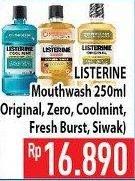 Promo Harga LISTERINE Mouthwash Antiseptic Original, Zero, Cool Mint, Fresh Burst, Siwak 250 ml - Hypermart