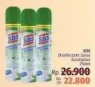 Promo Harga SOS Disinfectant Spray Eucalyptus 250 ml - LotteMart