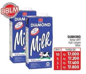 Promo Harga Diamond Milk UHT Full Cream 1000 ml - Lotte Grosir