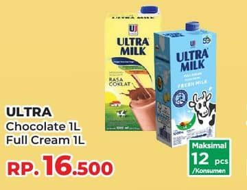 Promo Harga Ultra Milk Susu UHT Coklat, Full Cream 1000 ml - Yogya