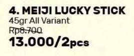 Promo Harga MEIJI Biskuit Lucky Stick All Variants per 2 box 45 gr - Guardian