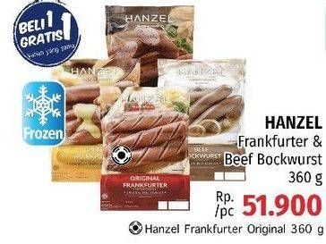 Promo Harga HANZEL Frankfurter/Bockwurst 360gr  - LotteMart