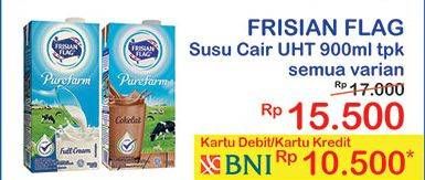 Promo Harga FRISIAN FLAG Susu UHT Purefarm Full Cream, Swiss Chocolate 900 ml - Indomaret