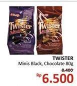 Promo Harga DELFI TWISTER Minis Black, Chocolate 80 gr - Alfamidi