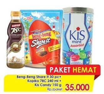 Promo Harga Paket Hemat: Beng-Beng Share It 30's + Kopiko 78C 240ml + Kis Candy 150g  - Lotte Grosir