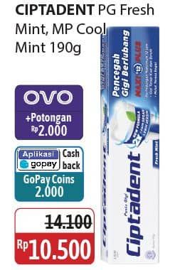 Promo Harga Ciptadent Pasta Gigi Maxi 12 Plus Cool Mint, Fresh Mint 190 gr - Alfamidi
