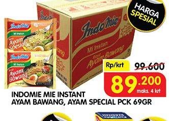 Promo Harga INDOMIE Mi Kuah Ayam Bawang, Ayam Spesial per 40 pcs 69 gr - Superindo