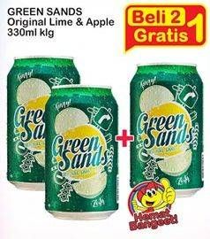 Promo Harga GREEN SANDS Minuman Soda Original Lime Apple per 2 kaleng 330 ml - Indomaret