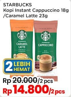 Promo Harga Starbucks Kopi Instant Caramel Latte, Cappuccino 18 gr - Indomaret