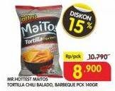 Promo Harga MR HOTTEST Maitos Tortilla Chips Chilli Balado, BBQ 140 gr - Superindo