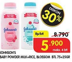 Promo Harga JOHNSONS Baby Powder Milk + Rice, Blossom 100 gr - Superindo