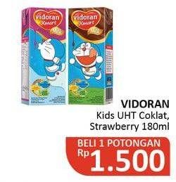 Promo Harga VIDORAN Kids Milk UHT Stroberi, Coklat 180 ml - Alfamidi