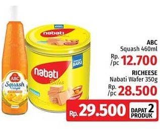 Promo Harga ABC Syrup  Squash Delight 460ml + NABATI Richeese Wafer 350gr  - LotteMart