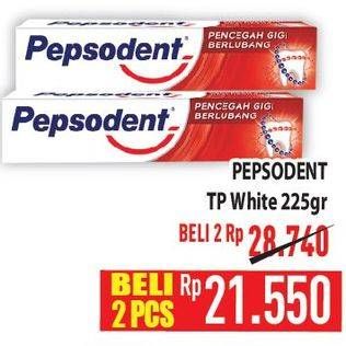 Promo Harga Pepsodent Pasta Gigi Pencegah Gigi Berlubang White 225 gr - Hypermart