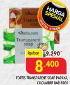 Promo Harga FORTIS Transparent Soap Cucumber, Papaya 85 gr - Superindo