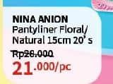 Promo Harga Bagus Nina Anion Pantyliner Natural Scent 15cm, Floral Scent 15cm 20 pcs - Guardian