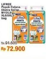 Promo Harga Lifree Popok Celana Ekstra Serap M10, L8, XL6, XXL5 5 pcs - Indomaret