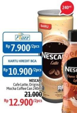 Promo Harga Nescafe Ready to Drink Original, Mocca Latte per 2 kaleng 240 ml - Alfamidi