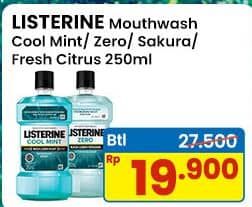 Promo Harga Listerine Mouthwash Antiseptic Cool Mint, Zero, Sakura Peach, Fresh Citrus 250 ml - Indomaret