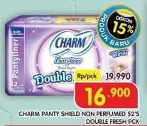 Promo Harga Charm Pantyliner Pure Style Double Fresh Non Perfumed 52 pcs - Superindo