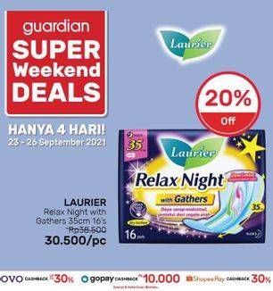 Promo Harga Laurier Relax Night Gathers 35cm 16 pcs - Guardian