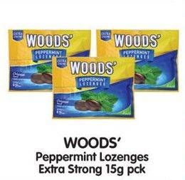 Promo Harga WOODS Peppermint Lozenges Extra Strong 15 gr - Indomaret