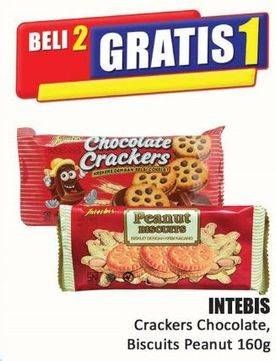 Promo Harga INTERBIS Chocolate Crackers, Peanut Biscuit 160gr  - Hari Hari