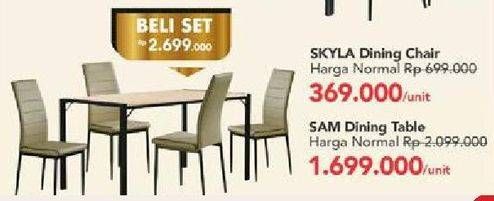 Promo Harga Skyla Dinning Chair/Sam Dinning Table  - Carrefour