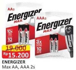 Promo Harga ENERGIZER MAX Battery AA/2, 2AAA  - Alfamart