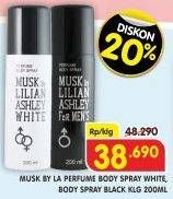 Promo Harga Musk By Lilian Ashley Body Spray White, Black 200 ml - Superindo