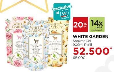 Promo Harga WHITE GARDEN Shower Cream 900 ml - Watsons