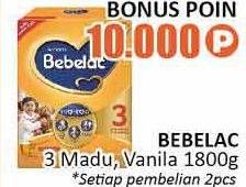 Promo Harga BEBELAC 3 Susu Pertumbuhan Madu, Vanila 1800 gr - Alfamidi