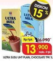 Promo Harga ULTRA MILK Susu UHT Plain, Chocolate 1000 ml - Superindo