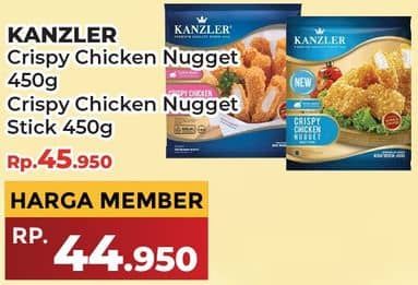 Promo Harga Kanzler Chicken Nugget Crispy, Stick Crispy 450 gr - Yogya