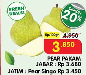 Promo Harga Pear Packham per 100 gr - Superindo