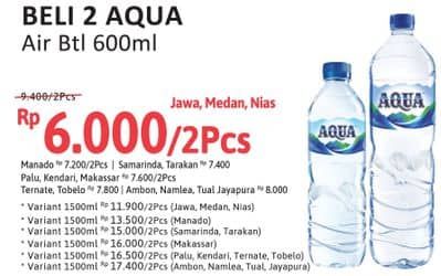 Promo Harga Aqua Air Mineral 600 ml - Alfamidi