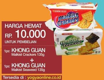Promo Harga KHONG GUAN Malkist Crackers, Seaweed 135 gr - Yogya