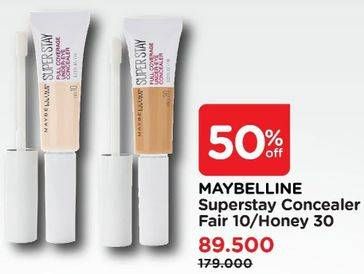 Promo Harga MAYBELLINE Superstay Full Coverage Under-Eye Concealer 10 Fair, 30 Honey 7 ml - Watsons