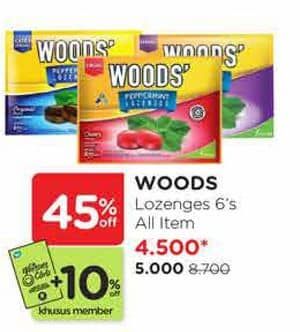 Promo Harga Woods Peppermint Lozenges All Variants per 6 pcs 2 gr - Watsons