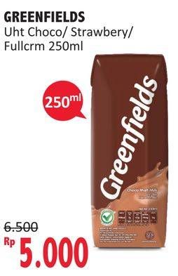 Promo Harga GREENFIELDS UHT Choco Malt, Full Cream, Strawberry 250 ml - Alfamidi