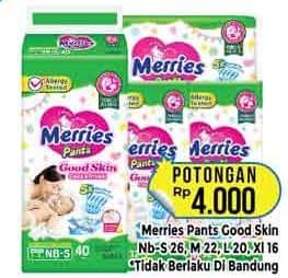 Promo Harga Merries Pants Good Skin S26, M22, L20, XL16 16 pcs - Hypermart