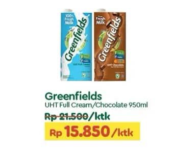 Promo Harga Greenfields UHT Full Cream, Chocolate 950 ml - TIP TOP