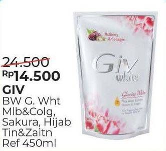 Promo Harga GIV Body Wash White Mulberry & Collagen/Pearl & Sakura / Hijab Tin & Zaitun 450ml  - Alfamart