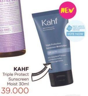 Promo Harga KAHF Triple Protection Sunscreen Moisturizer SPF 30+++ 30 ml - Watsons