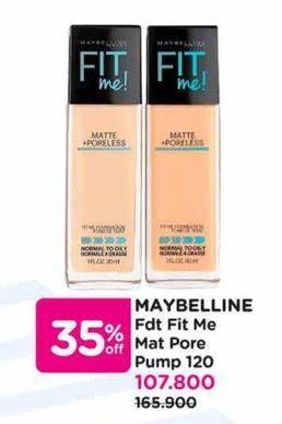 Promo Harga Maybelline Fit Me! Matte + Poreless Liquid Matte Foundation 120 Classic Ivory 30 ml - Watsons