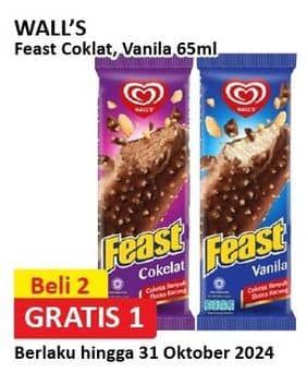 Promo Harga Walls Feast Chocolate, Vanilla 65 ml - Alfamart