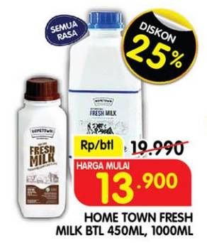 Promo Harga Hometown Fresh Milk All Variants 450 ml - Superindo