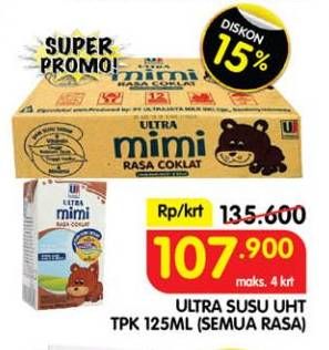 Promo Harga Ultra Mimi Susu UHT All Variants per 40 tpk 125 ml - Superindo