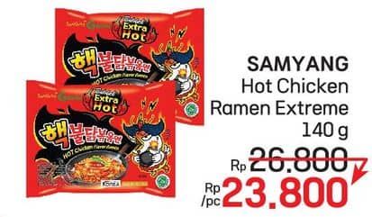 Promo Harga Samyang Hot Chicken Ramen Extra Hot 140 gr - LotteMart