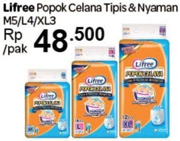 Promo Harga Lifree Popok Celana Tipis & Nyaman Bergerak M5, L4, XL3  - Carrefour